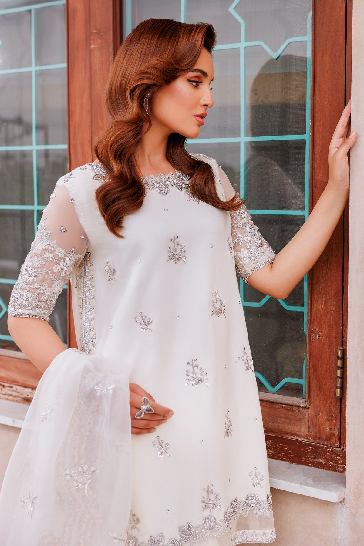 Mina Kashif | Shahbano Luxury Pret 24 | Izea - Designer Dress with Intricate embroidery and embellishments. Shop elegent wedding dress at Maria Faisal.