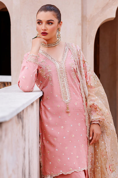 Mina Kashif | Shahbano Luxury Pret 24 | Amber - Designer Dress with Intricate embroidery and embellishments. Shop elegent wedding dress at Maria Faisal.