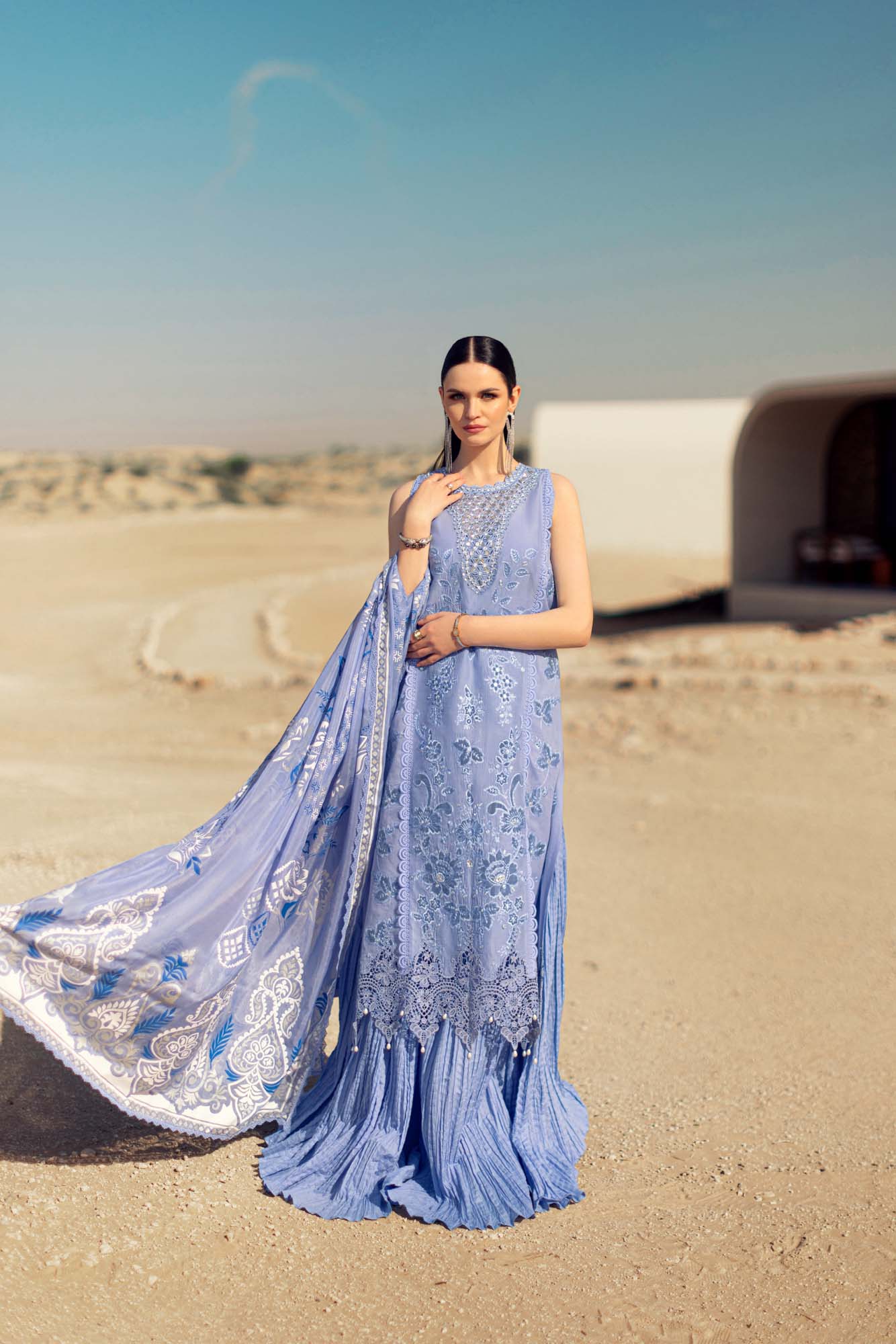 Noor By Saadia Asad | Eid Handwork Laserkari Lawn 24 | D4 - Designer Dress with Intricate embroidery and embellishments. Shop elegent wedding dress at Maria Faisal.