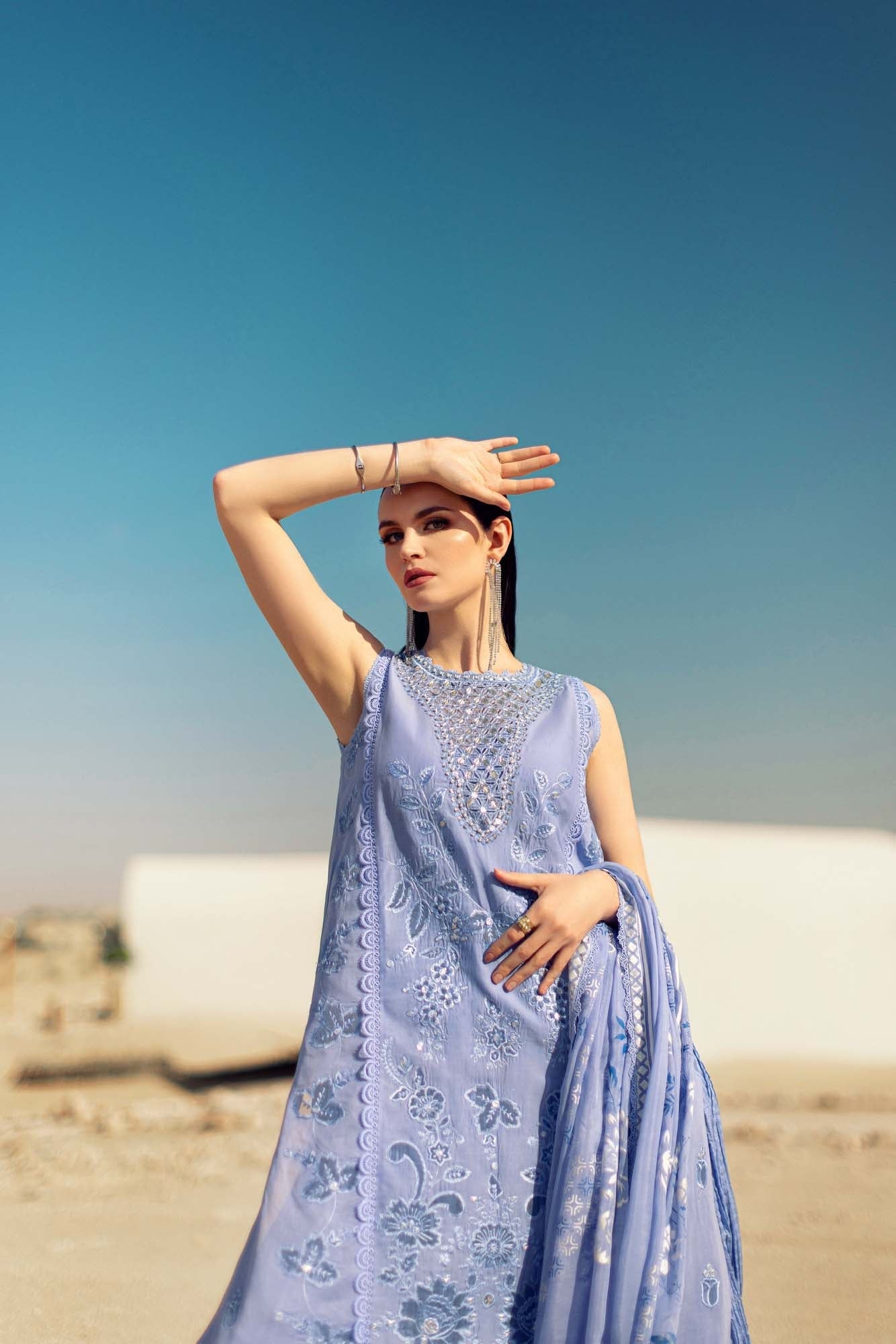 Noor By Saadia Asad | Eid Handwork Laserkari Lawn 24 | D4 - Designer Dress with Intricate embroidery and embellishments. Shop elegent wedding dress at Maria Faisal.