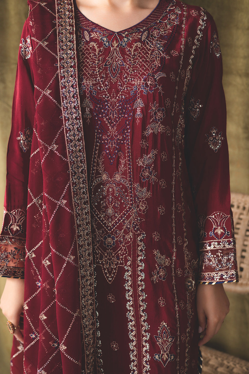 Ramsha | Aangan Luxury Raw silk | AA-101 - Formal Dress - available at Maria Faisal in UK and USA.