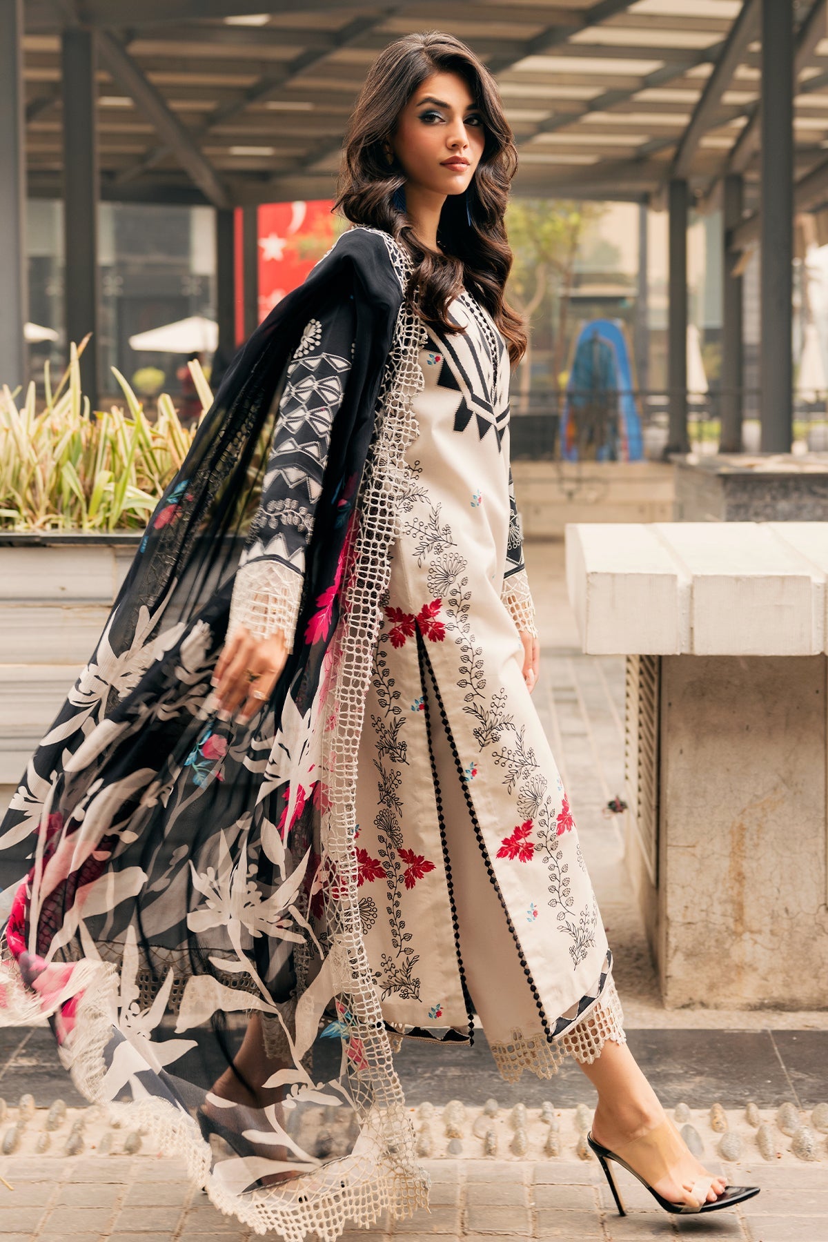 Charizma | Infinity Lawn | 3-PC Unstitched Embroidered Lawn Collection IN6-04 - Luxury Dress - available at Maria Faisal in UK and USA.
