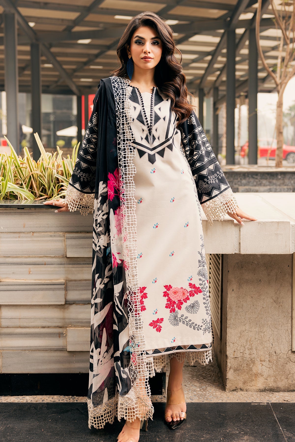 Charizma | Infinity Lawn | 3-PC Unstitched Embroidered Lawn Collection IN6-04 - Luxury Dress - available at Maria Faisal in UK and USA.