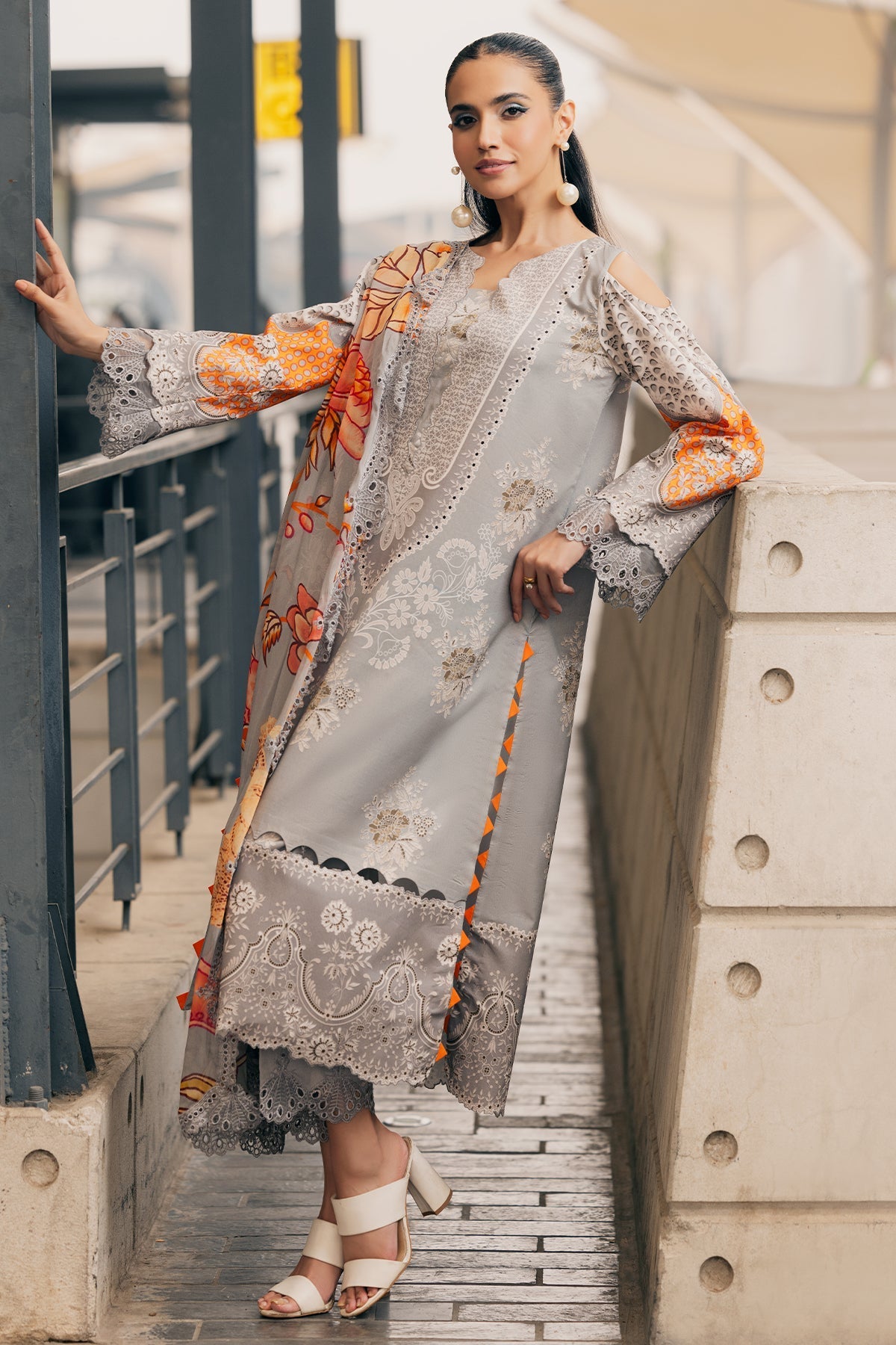 Charizma | Infinity Lawn | 3-PC Unstitched Embroidered Lawn Collection IN6-05 - Luxury Dress - available at Maria Faisal in UK and USA.