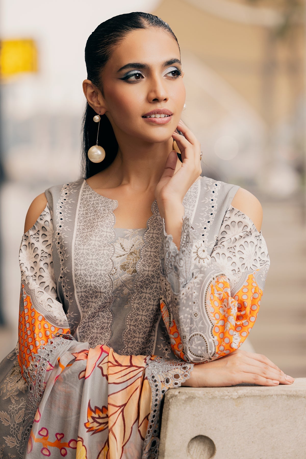 Charizma | Infinity Lawn | 3-PC Unstitched Embroidered Lawn Collection IN6-05 - Luxury Dress - available at Maria Faisal in UK and USA.