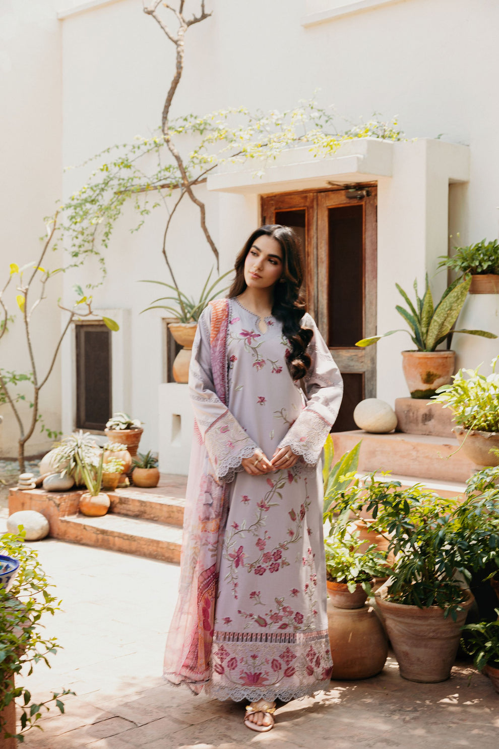 Florent | Festive Luxury Lawn 26 | FZF - 1A - Luxury Dress - available at Maria Faisal in UK and USA.