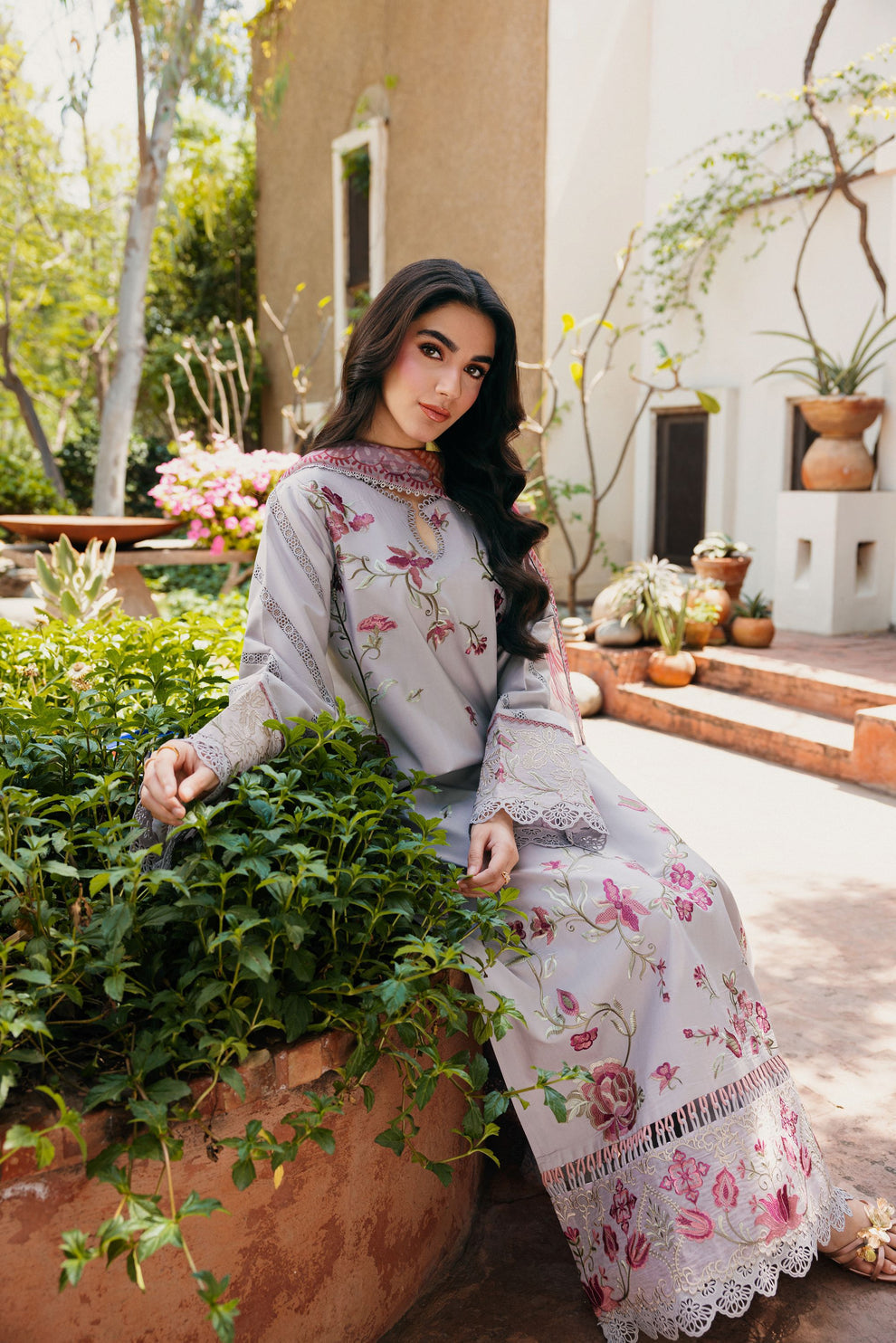 Florent | Festive Luxury Lawn 26 | FZF - 1A - Luxury Dress - available at Maria Faisal in UK and USA.