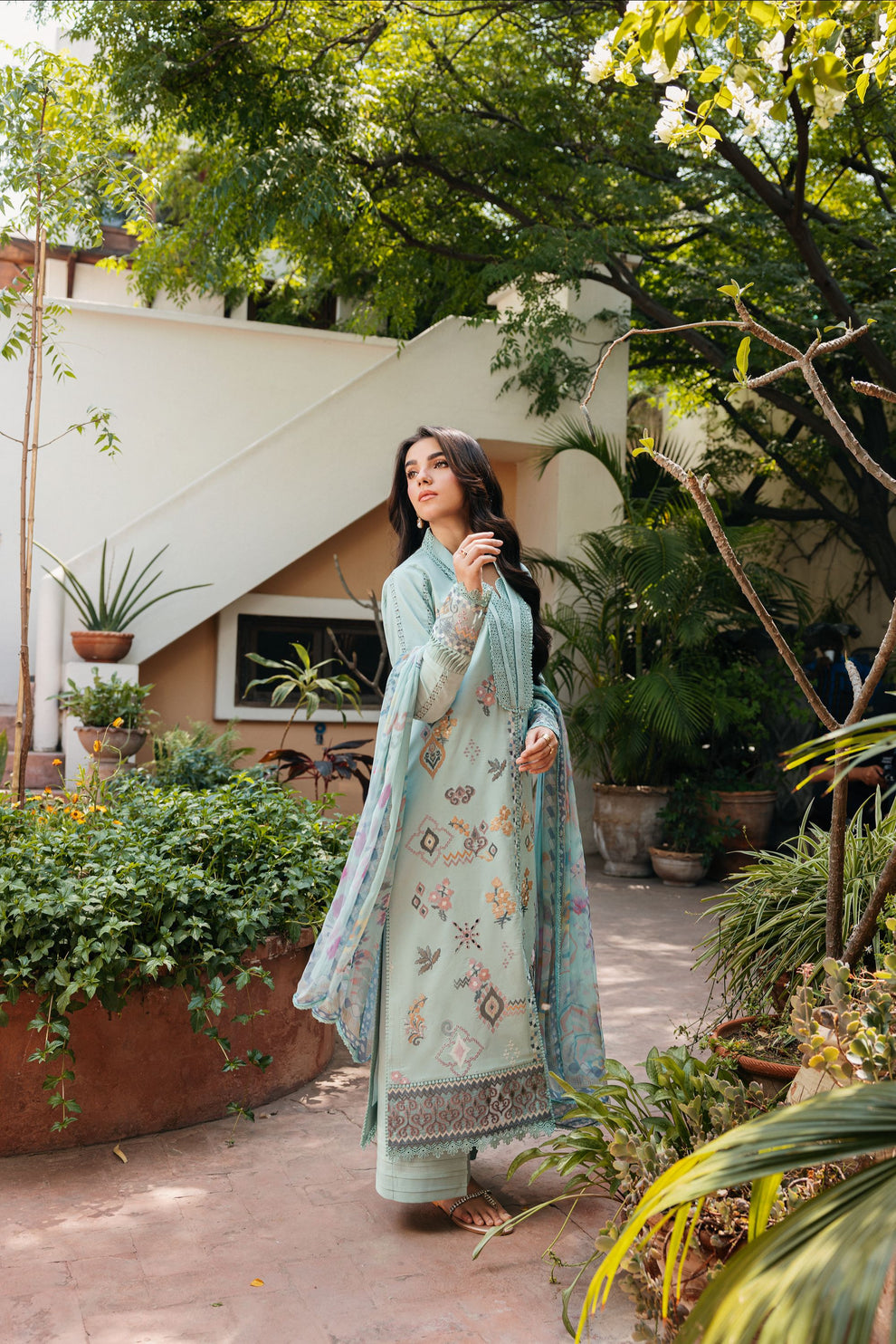 Florent | Festive Luxury Lawn 26 | FZF - 3A - Luxury Dress - available at Maria Faisal in UK and USA.