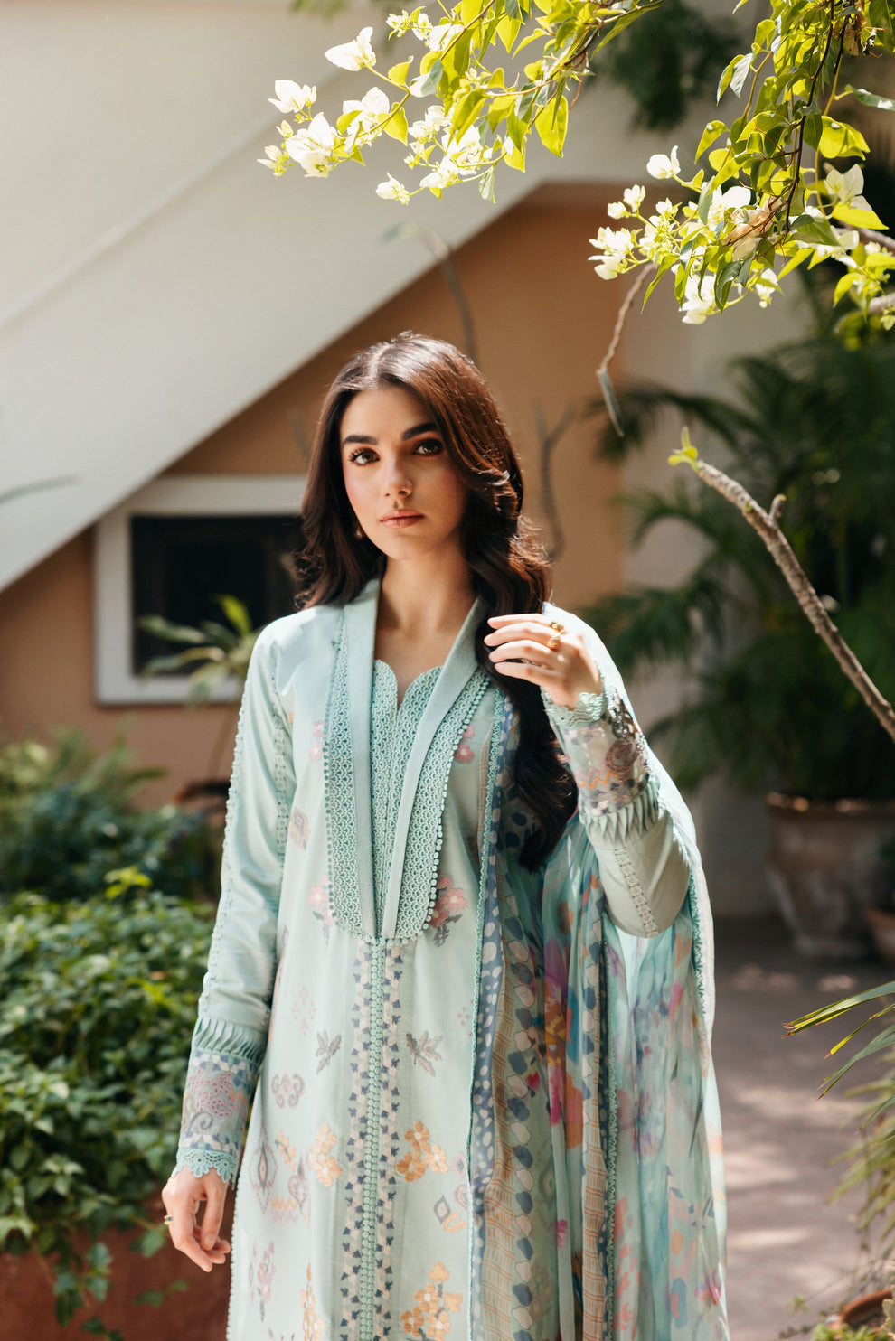 Florent | Festive Luxury Lawn 26 | FZF - 3A - Luxury Dress - available at Maria Faisal in UK and USA.