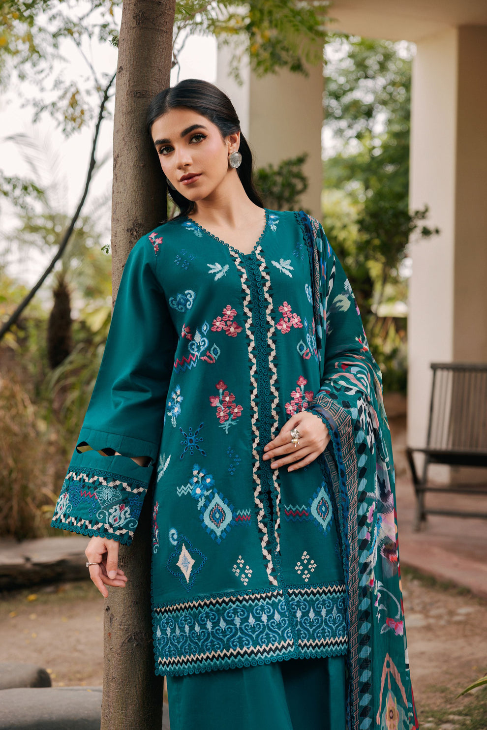 Florent | Festive Luxury Lawn 26 | FZF - 3B - Luxury Dress - available at Maria Faisal in UK and USA.