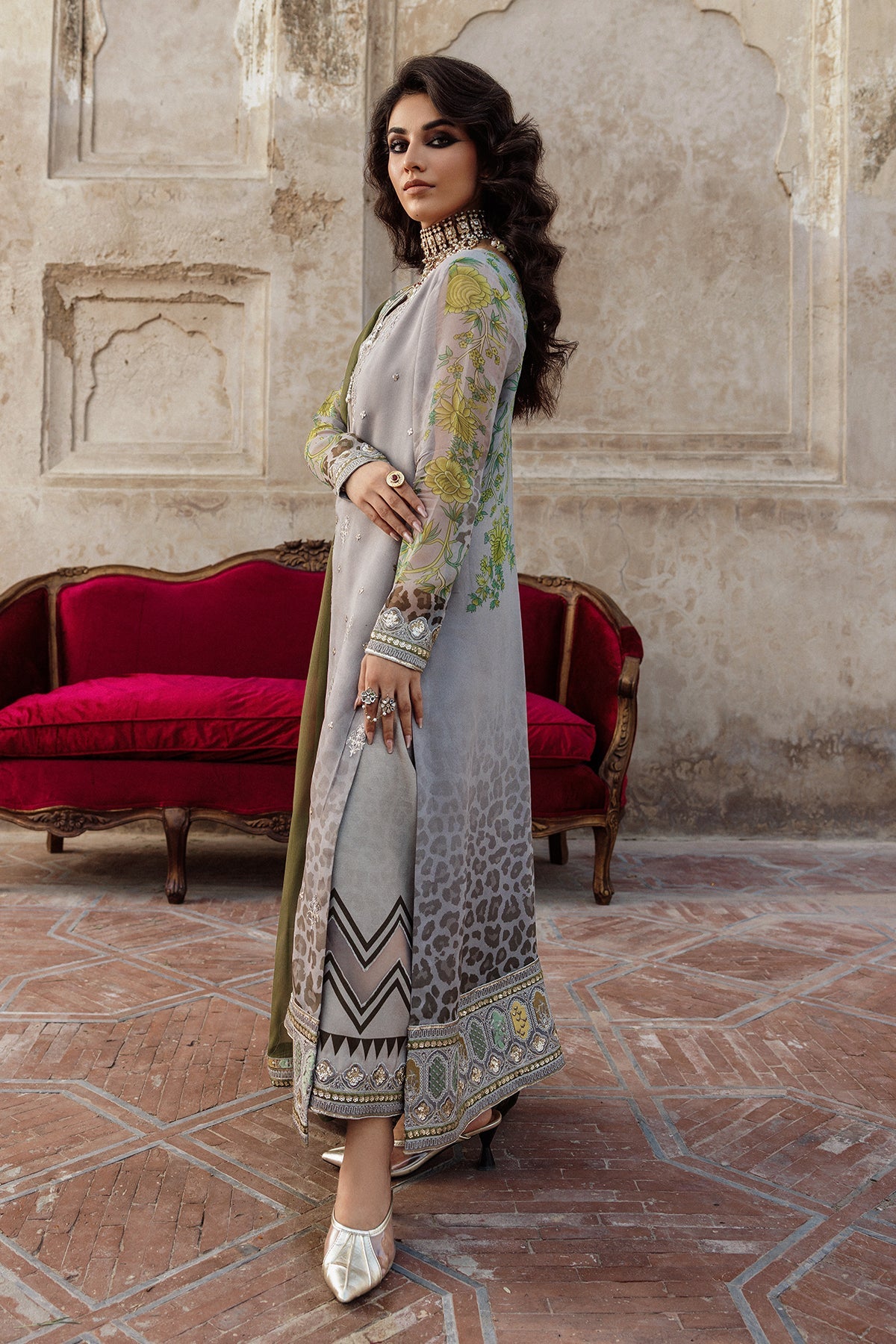 Charizma | Vasal Chiffon | VSL6-12 - Dress - available at Maria Faisal in UK and USA.