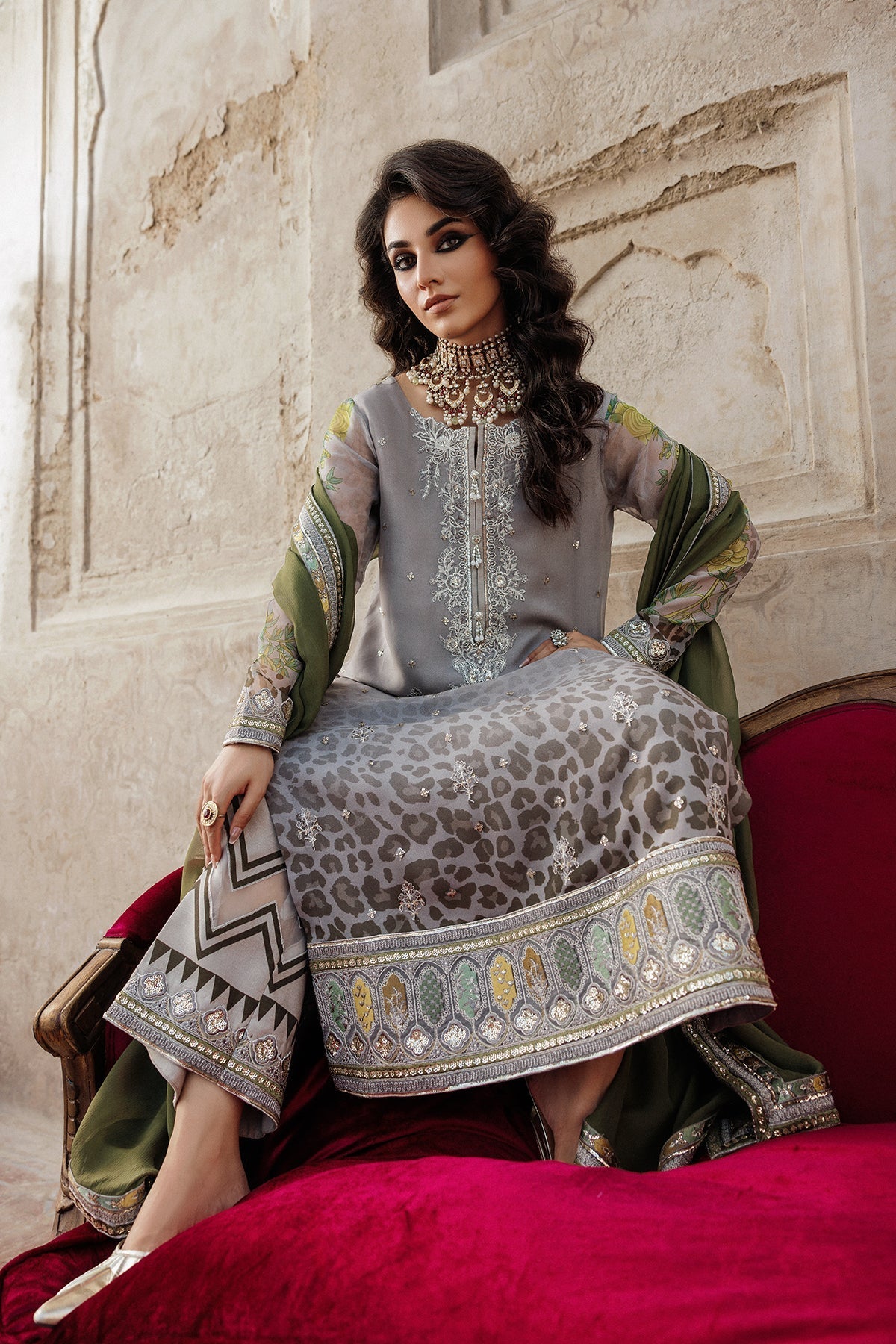 Charizma | Vasal Chiffon | VSL6-12 - Dress - available at Maria Faisal in UK and USA.
