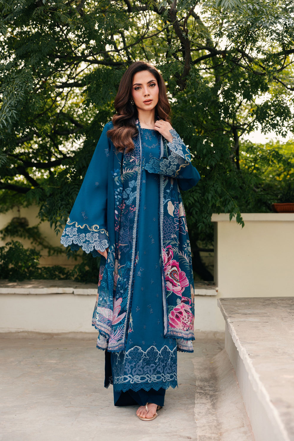 Florent | Festive Luxury Lawn 26 | FZF - 7B - Luxury Dress - available at Maria Faisal in UK and USA.