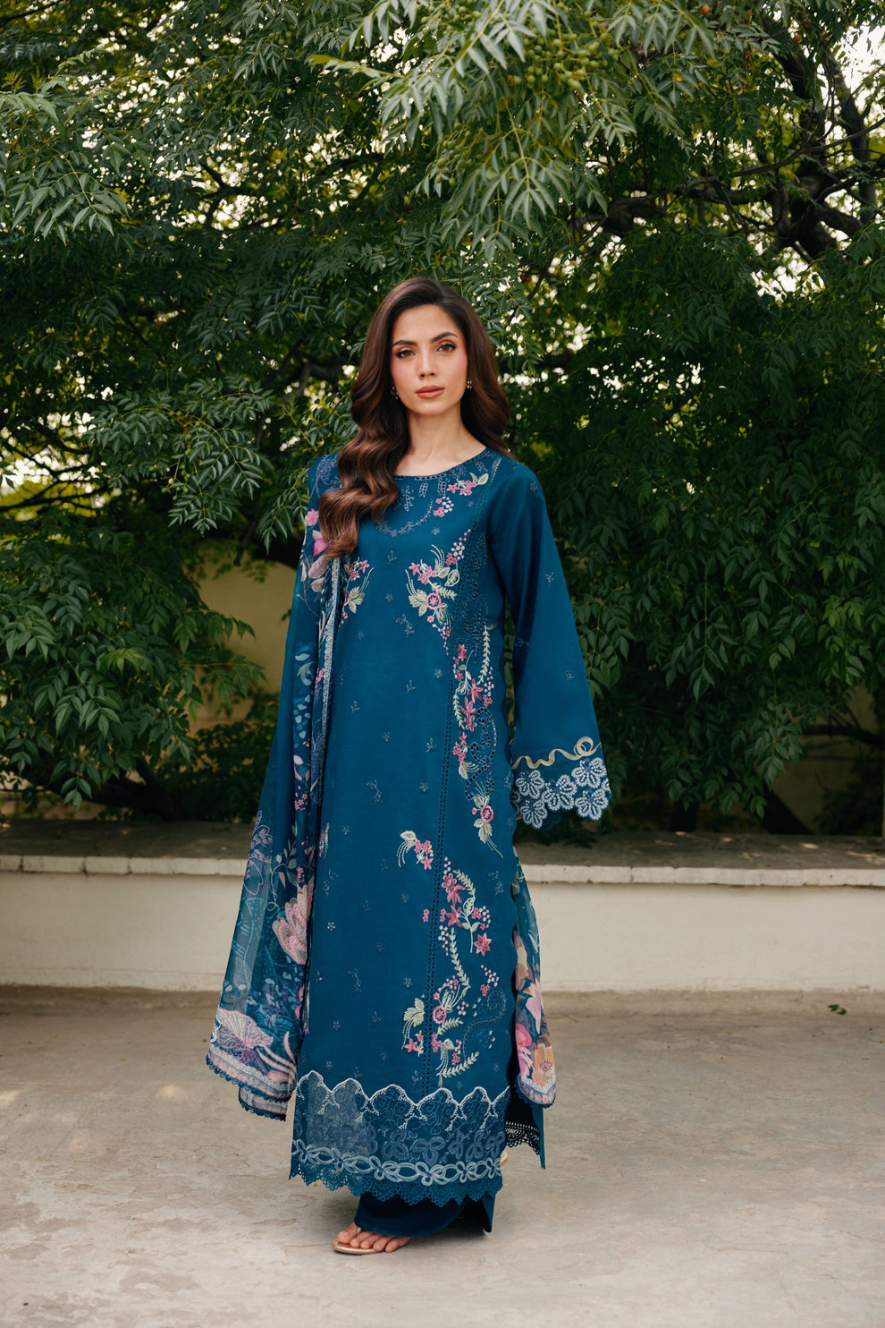 Florent | Festive Luxury Lawn 26 | FZF - 7B - Luxury Dress - available at Maria Faisal in UK and USA.