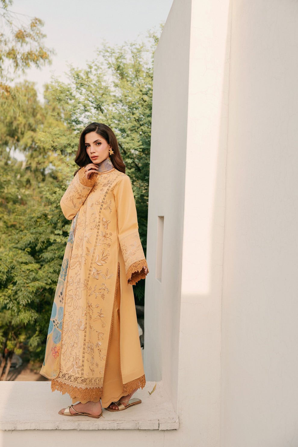 Florent | Festive Luxury Lawn 26 | FZF - 8B - Luxury Dress - available at Maria Faisal in UK and USA.