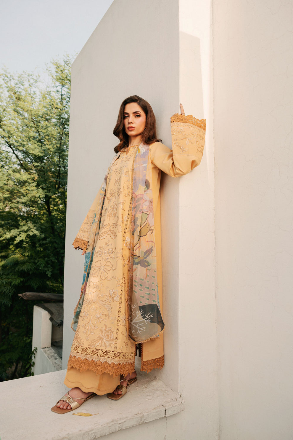 Florent | Festive Luxury Lawn 26 | FZF - 8B - Luxury Dress - available at Maria Faisal in UK and USA.