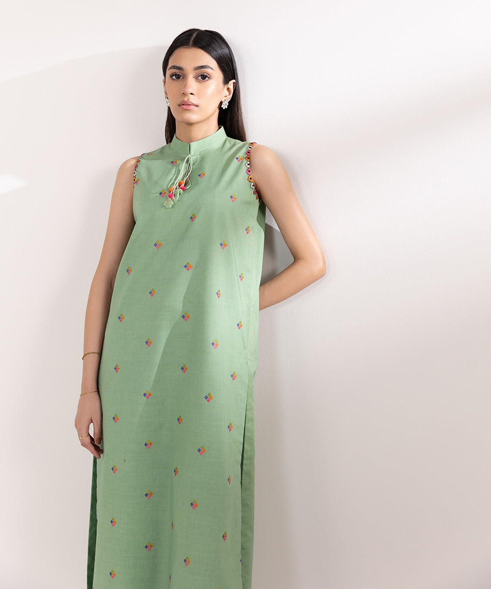 Sapphire | Intermix 2024 | Cambric Suit S-35 - Designer Dress with Intricate embroidery and embellishments. Shop elegent wedding dress at Maria Faisal.