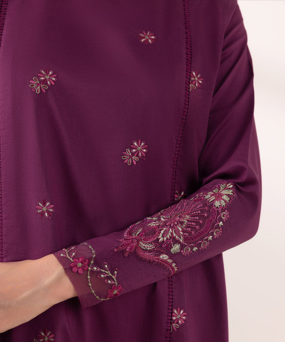 Sapphire | Intermix 2024 | Cambric Suit S-11 - Designer Dress with Intricate embroidery and embellishments. Shop elegent wedding dress at Maria Faisal.