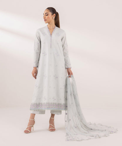 Sapphire | Intermix 2024 | Cambric Suit S-14 - Designer Dress with Intricate embroidery and embellishments. Shop elegent wedding dress at Maria Faisal.