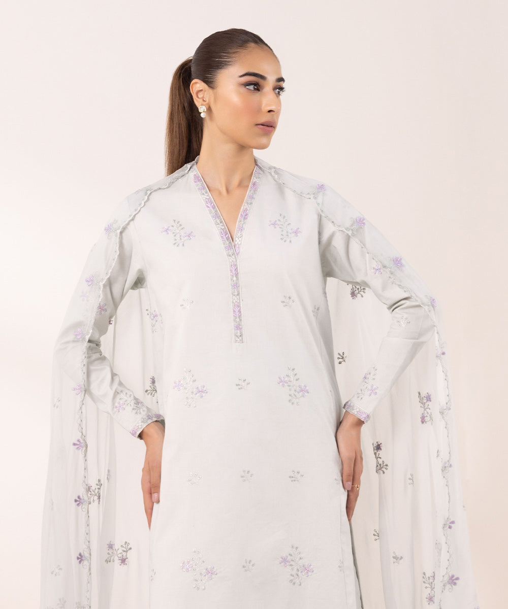 Sapphire | Intermix 2024 | Cambric Suit S-14 - Designer Dress with Intricate embroidery and embellishments. Shop elegent wedding dress at Maria Faisal.