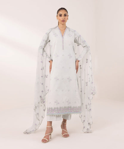 Sapphire | Intermix 2024 | Cambric Suit S-14 - Designer Dress with Intricate embroidery and embellishments. Shop elegent wedding dress at Maria Faisal.