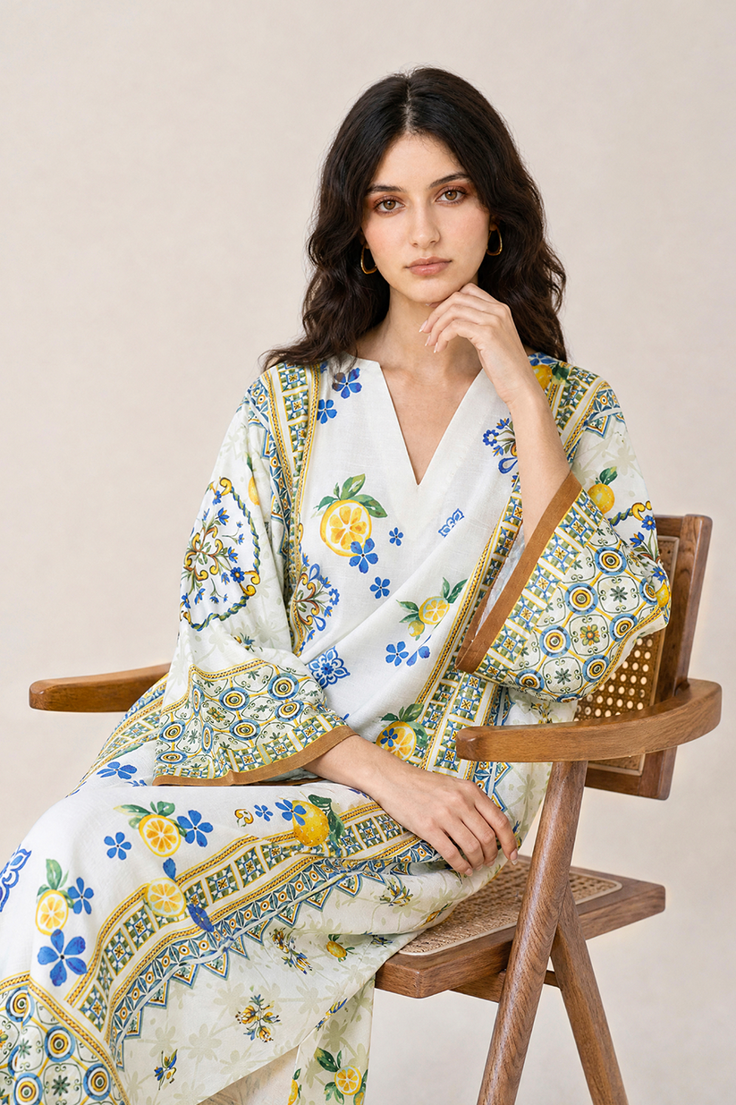 Saad Shaikh | Ease Fall Edit 26 | D-01 Kaftan - Casual Dress - available at Maria Faisal in UK and USA.