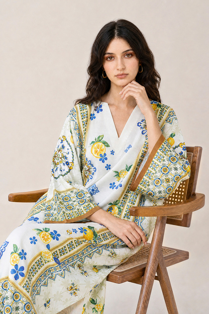Saad Shaikh | Ease Fall Edit 26 | D-01 Kaftan - Casual Dress - available at Maria Faisal in UK and USA.