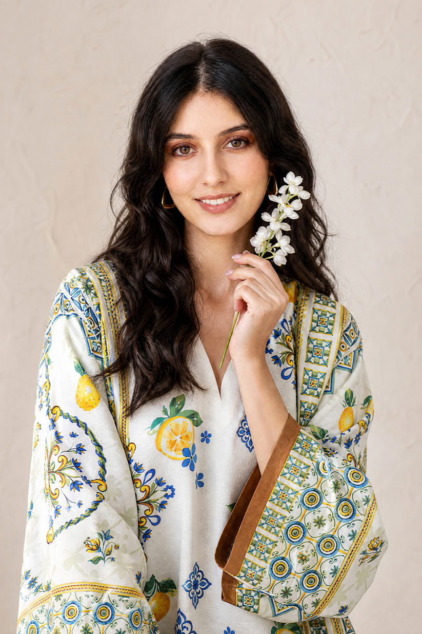 Saad Shaikh | Ease Fall Edit 26 | D-01 Kaftan - Casual Dress - available at Maria Faisal in UK and USA.