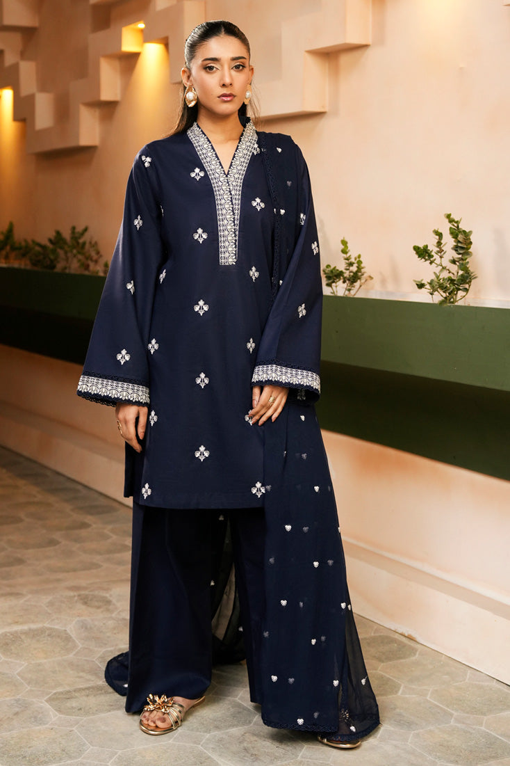 Marjjan | Leya Collection | MBL-97 (NAVY BLUE) - Luxury Dress - available at Maria Faisal in UK and USA.