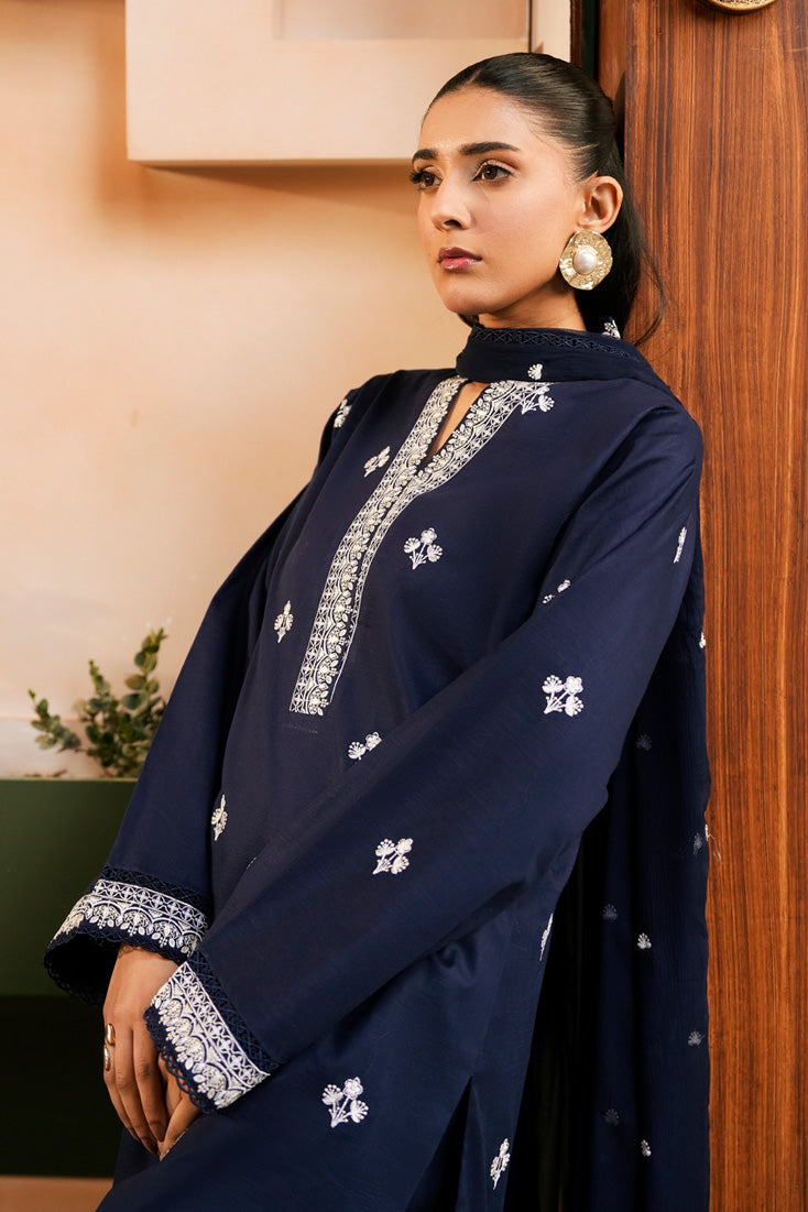 Marjjan | Leya Collection | MBL-97 (NAVY BLUE) - Luxury Dress - available at Maria Faisal in UK and USA.