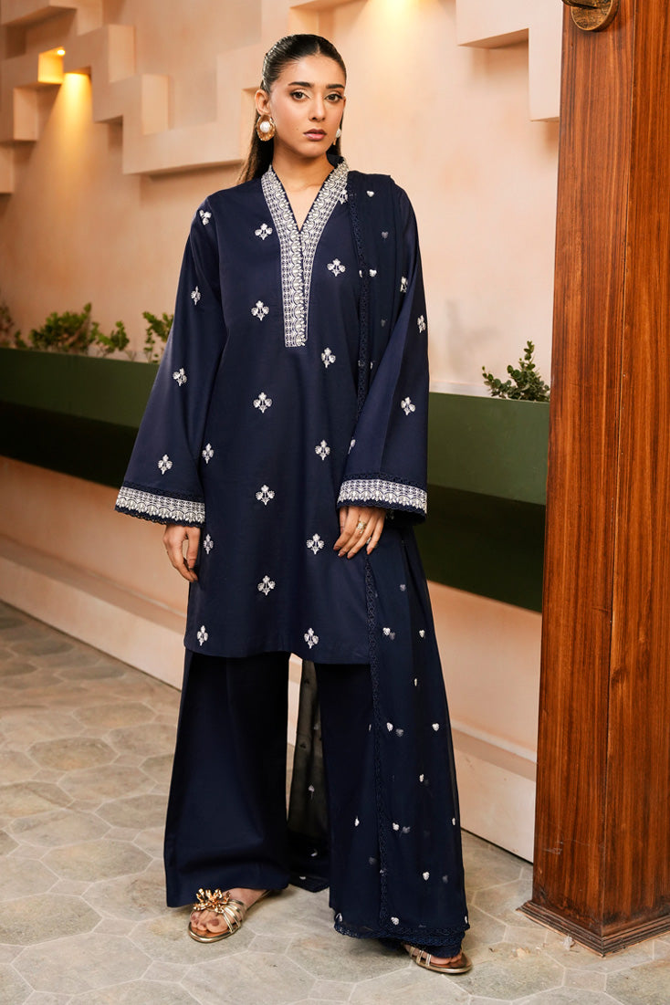 Marjjan | Leya Collection | MBL-97 (NAVY BLUE) - Luxury Dress - available at Maria Faisal in UK and USA.