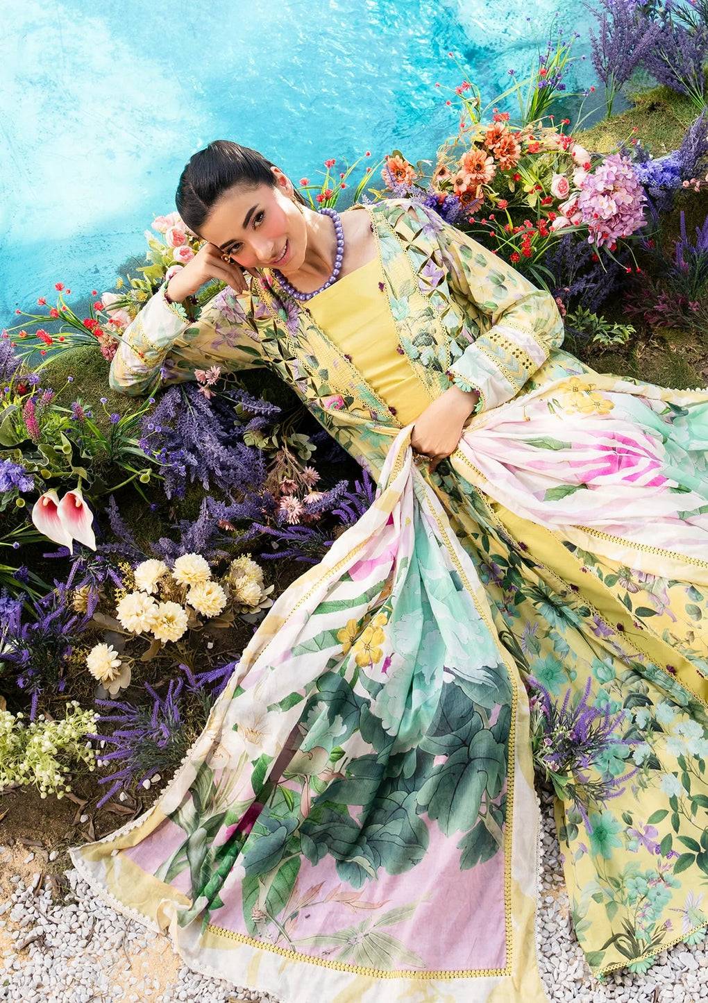 Elaf Premium | Prints 25 | EPS-7A DAISY FIELDS by Maria Faisal - Registered Vendor of : Elaf Premium - type : Ladies Clothes - 100% original wedding dresses