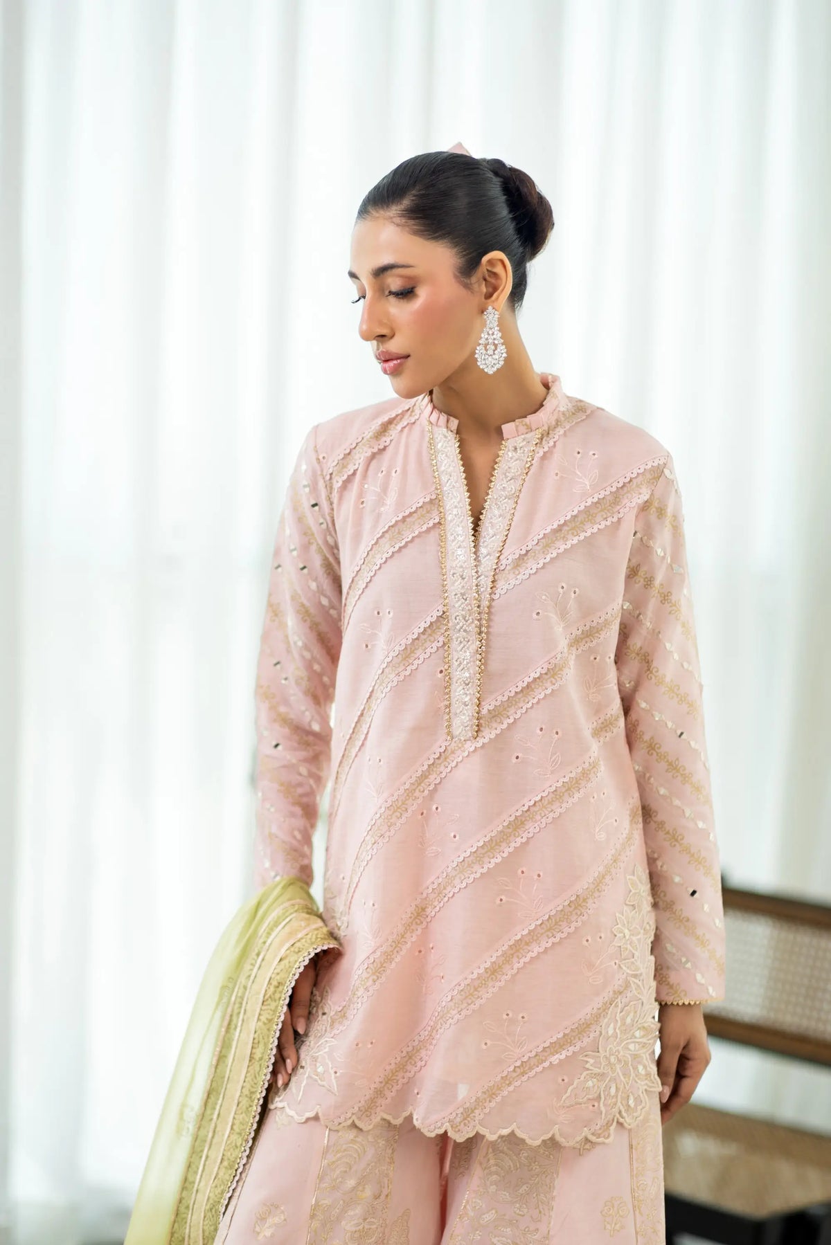 Wahaj M Khan | Sanam Luxe | Blush Block Sanam PS - Luxury Dress - available at Maria Faisal in UK and USA.