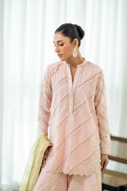 Wahaj M Khan | Sanam Luxe | Blush Block Sanam PS - Luxury Dress - available at Maria Faisal in UK and USA.