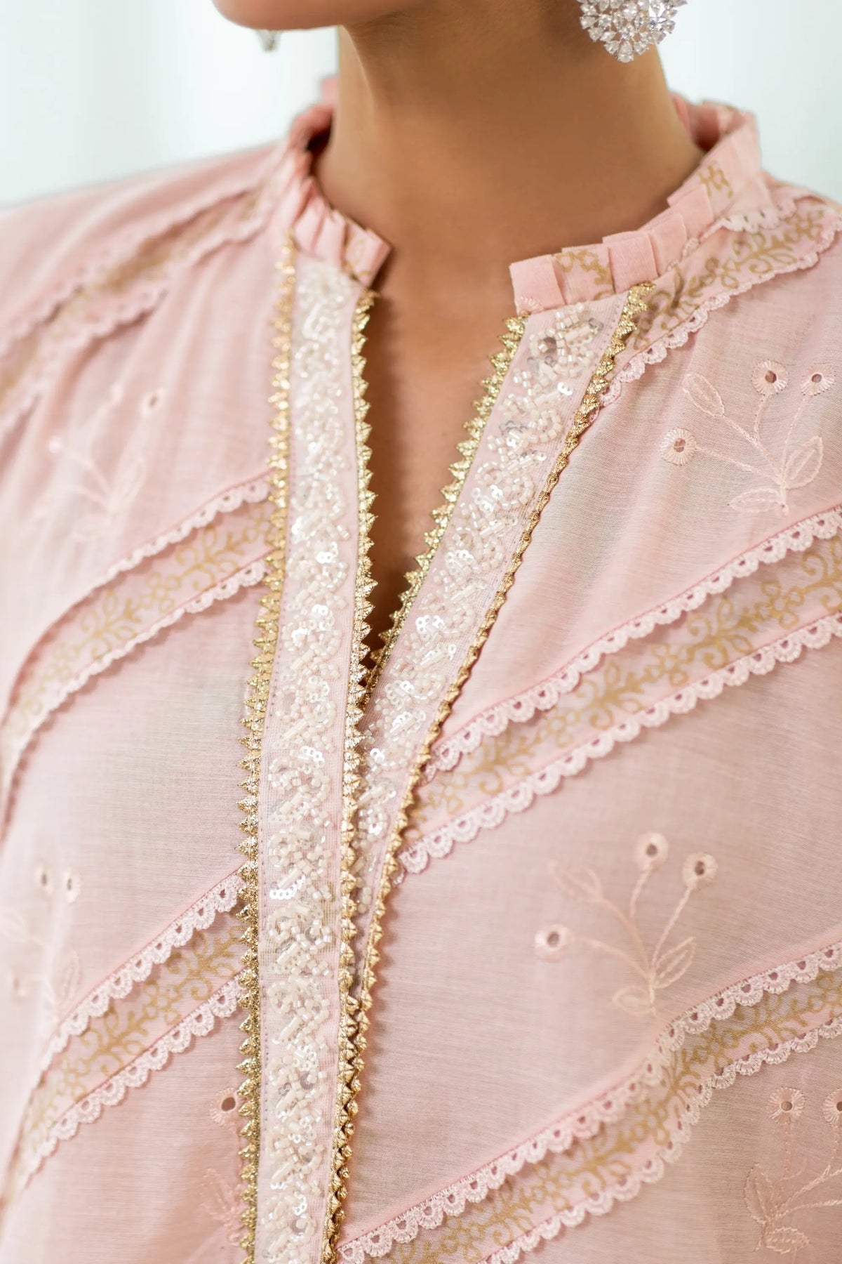 Wahaj M Khan | Sanam Luxe | Blush Block Sanam PS - Luxury Dress - available at Maria Faisal in UK and USA.