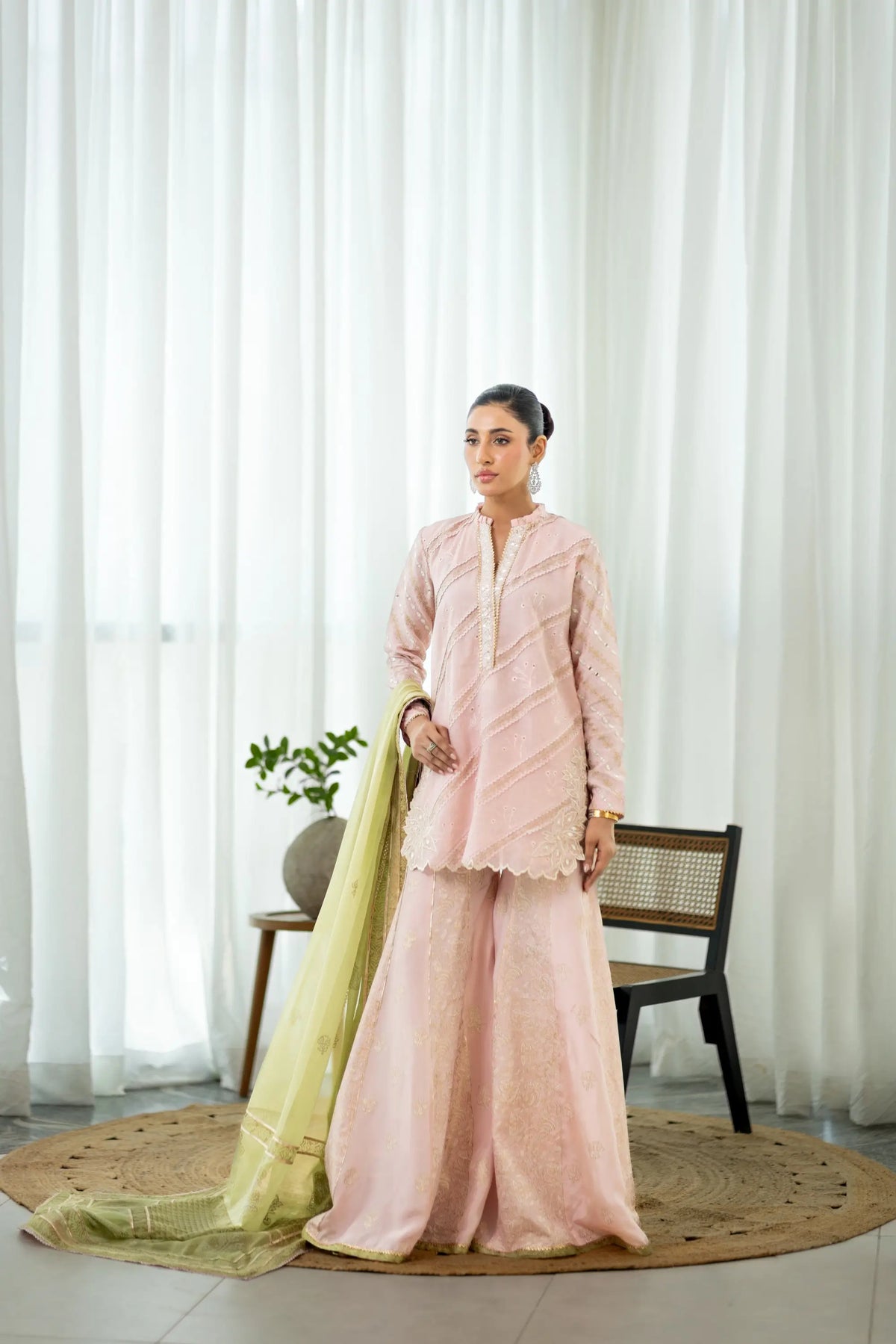 Wahaj M Khan | Sanam Luxe | Blush Block Sanam PS - Luxury Dress - available at Maria Faisal in UK and USA.