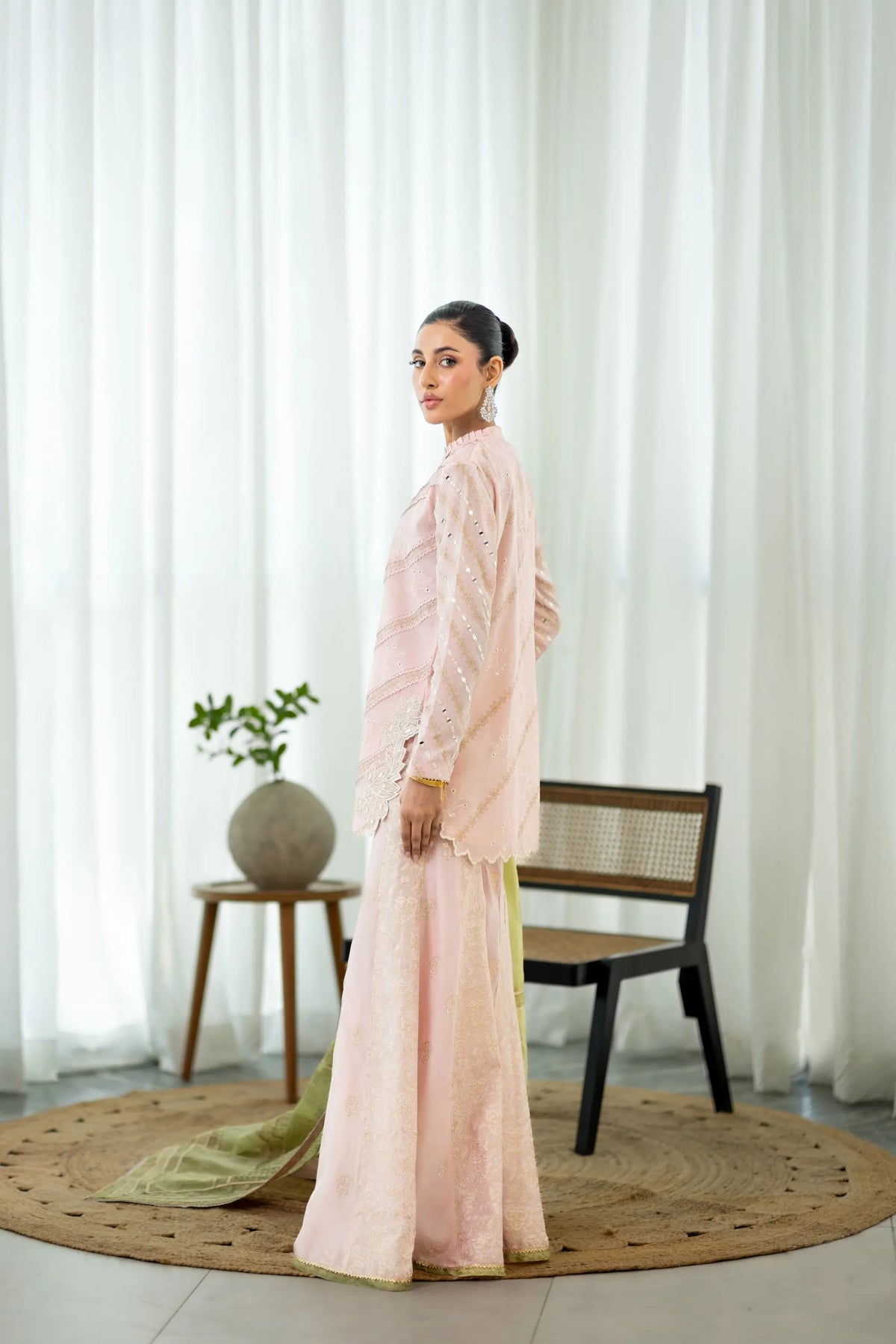 Wahaj M Khan | Sanam Luxe | Blush Block Sanam PS - Luxury Dress - available at Maria Faisal in UK and USA.