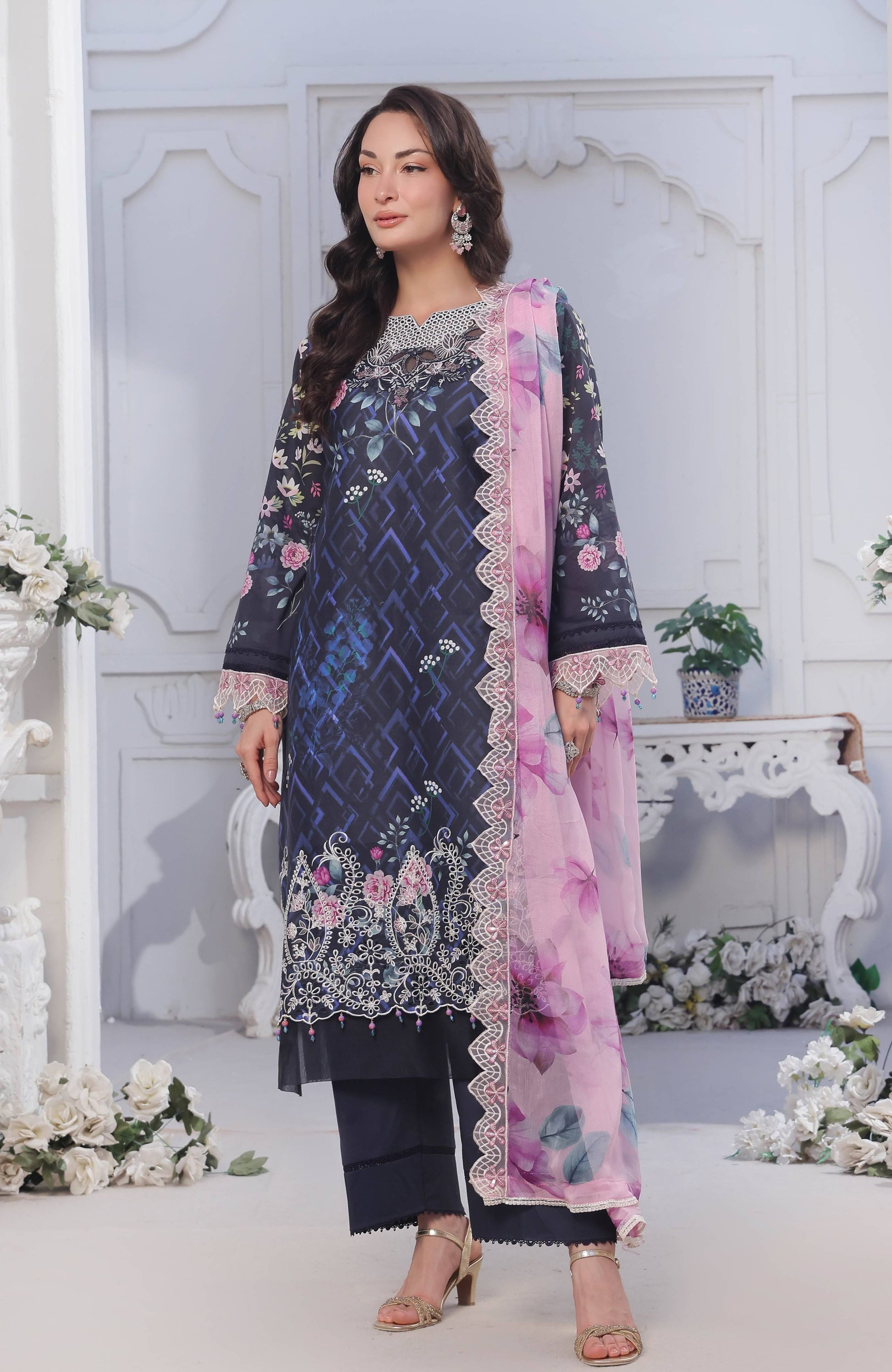 Al Zohaib | Applique Kari Cutwork Edit 25 | ACE-25-10 by Maria Faisal - Registered Vendor of : Alzohaib - type : Ladies Clothes - 100% original wedding dresses