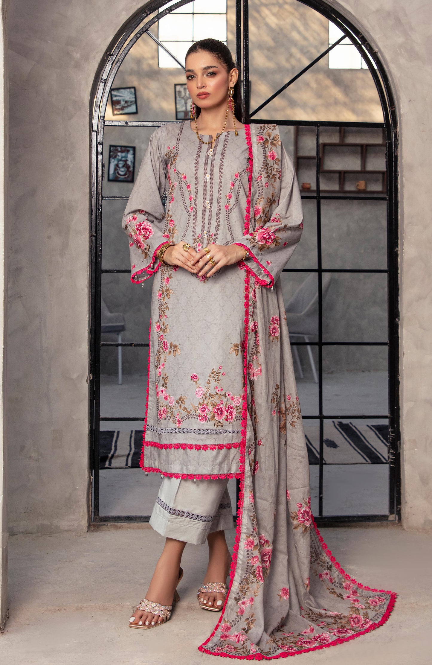 Alzohaib | Digital Printed Cambric | Colors Digital Cambric 3 Piece-CDC-2-25-10 - Ladies Clothes - Maria Faisal