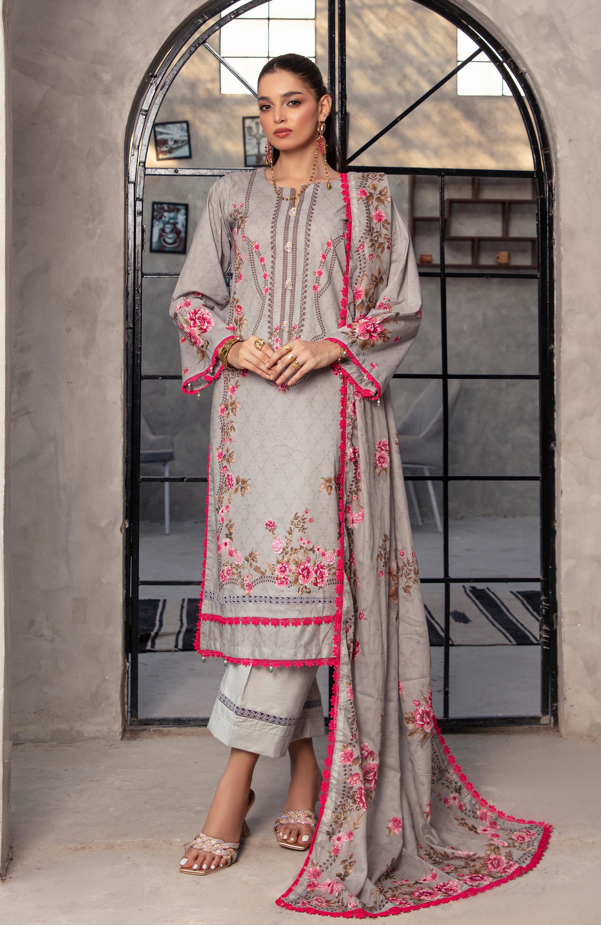 Alzohaib | Digital Printed Cambric | Colors Digital Cambric 3 Piece-CDC-2-25-10 - Ladies Clothes - Maria Faisal