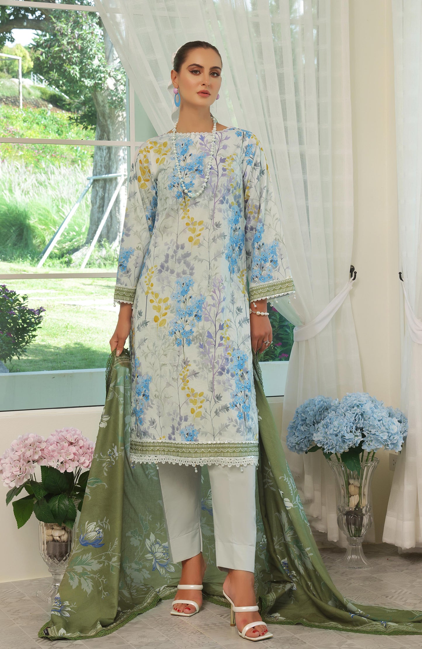 Alzohaib | Digital Printed Cambric | Colors Digital Cambric 3 Piece-CDC-25-10 - Ladies Clothes - Maria Faisal
