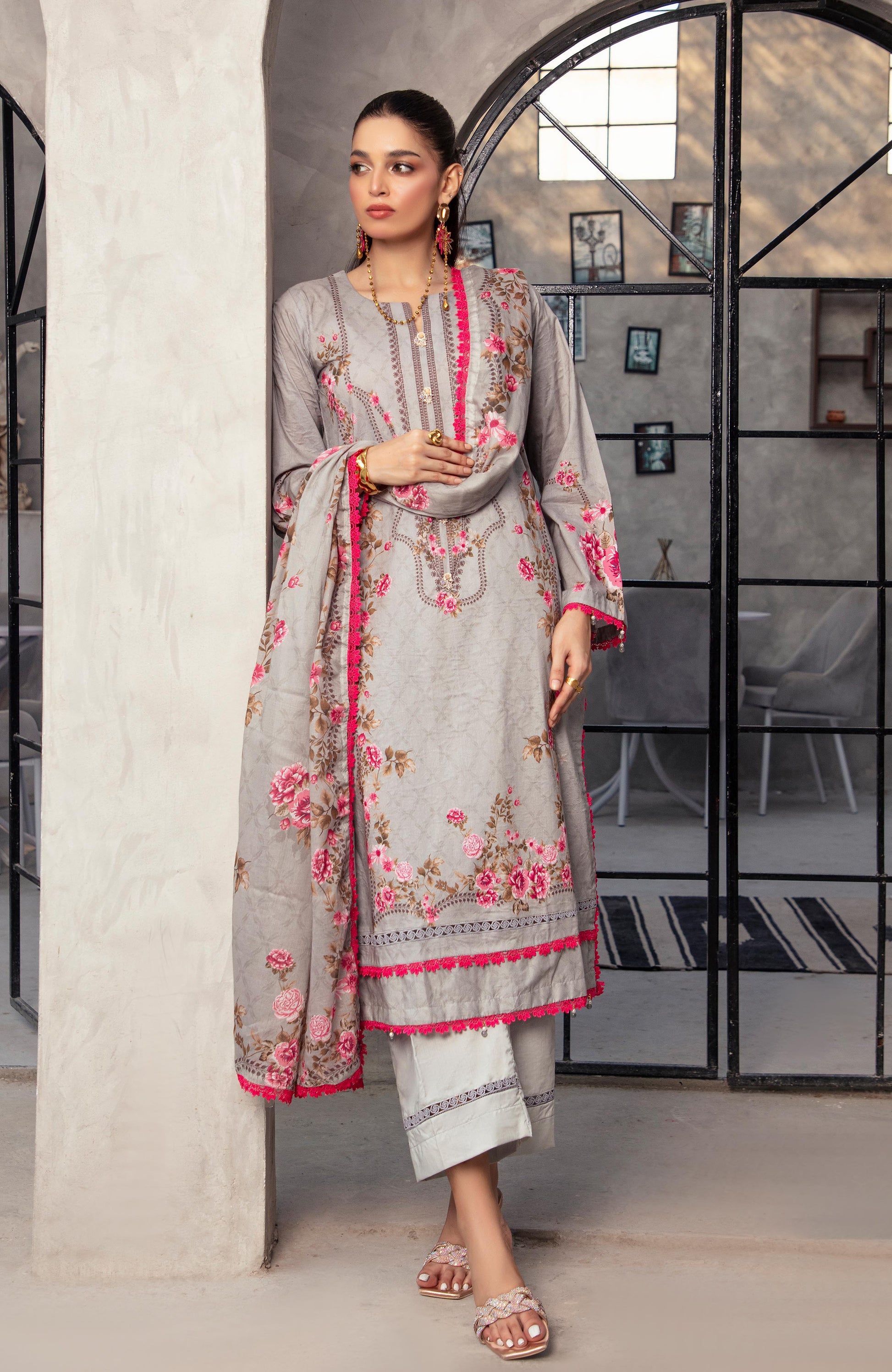 Alzohaib | Digital Printed Cambric | Colors Digital Cambric 3 Piece-CDC-2-25-10 - Ladies Clothes - Maria Faisal