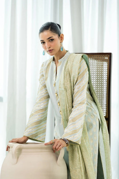 Wahaj M Khan | Sanam Luxe | Pista IceBleu BS - Luxury Dress - available at Maria Faisal in UK and USA.