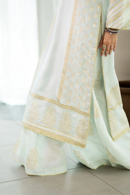Wahaj M Khan | Sanam Luxe | Pista IceBleu BS - Luxury Dress - available at Maria Faisal in UK and USA.