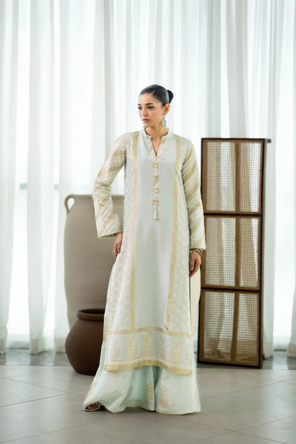 Wahaj M Khan | Sanam Luxe | Pista IceBleu BS - Luxury Dress - available at Maria Faisal in UK and USA.