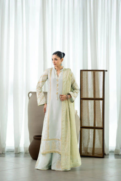 Wahaj M Khan | Sanam Luxe | Pista IceBleu BS - Luxury Dress - available at Maria Faisal in UK and USA.