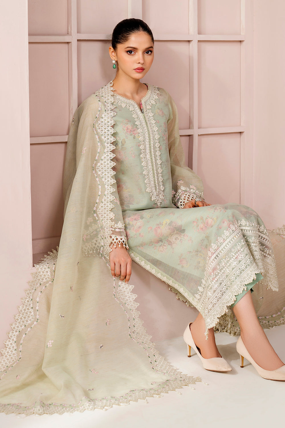 Baroque | Formals Collection | EMBROIDERED COTTON PATTI UF-4188 - Formal Dress - available at Maria Faisal in UK and USA.