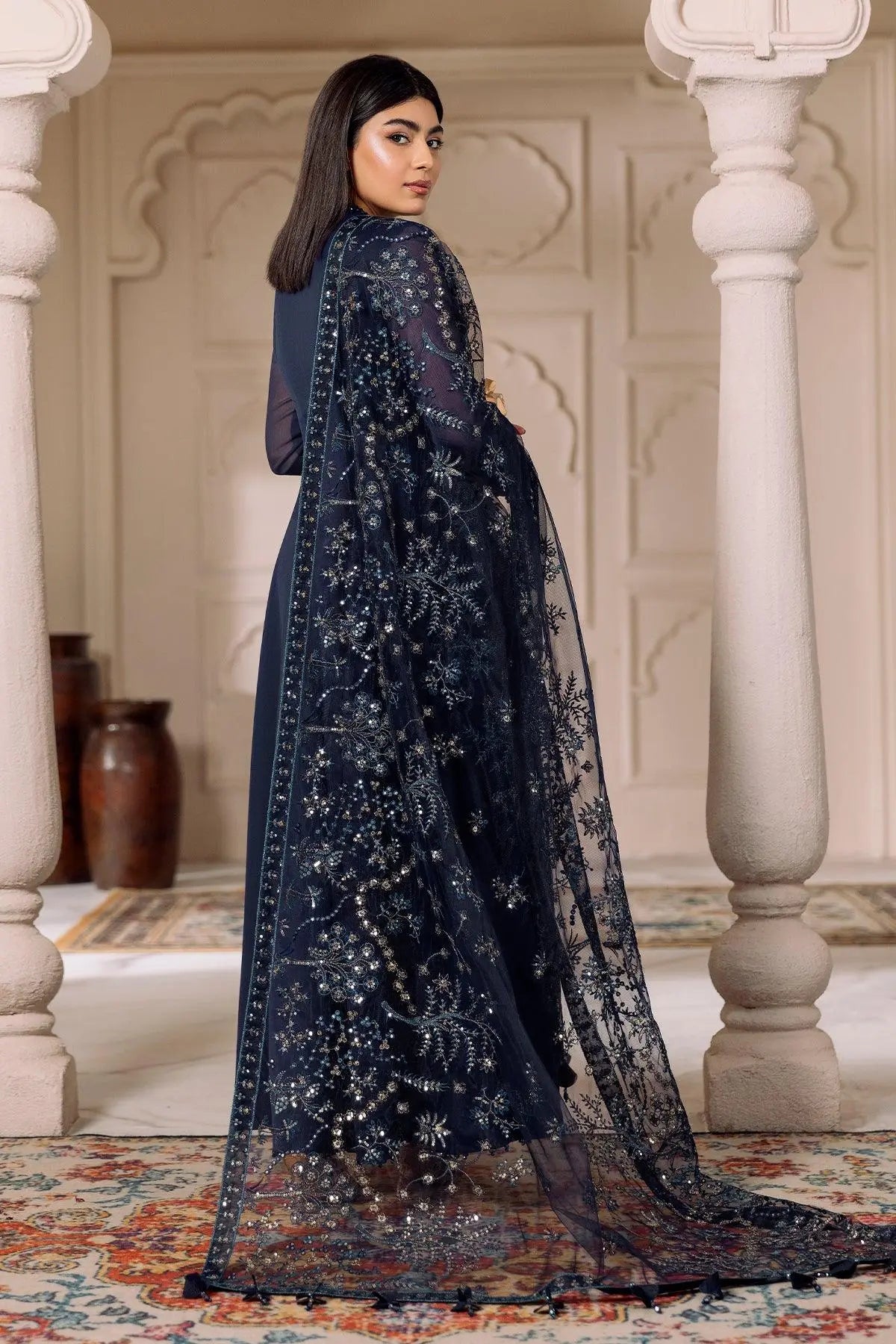 Alizeh | Ready to wear | Navy Blue 3 piece - RTW1012 - Ladies Clothes - Maria Faisal
