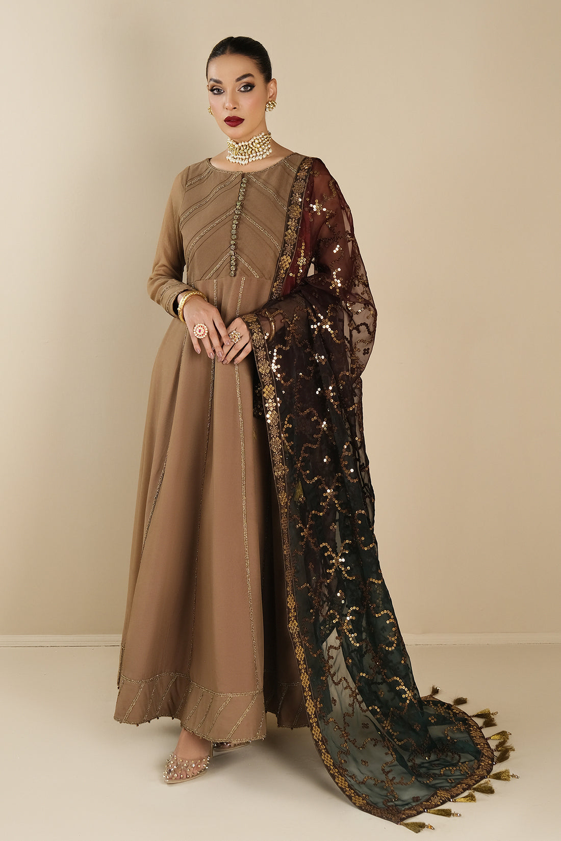 Alizeh | Formals Collection | Rose Beige Dress 3 piece - RTW1017