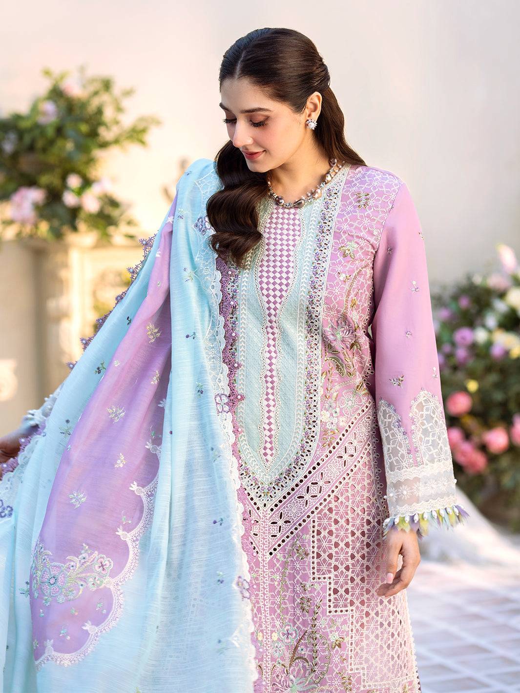 Bin Ilyas | Freesia Embroidered Lawn 25 | 101 - B by Maria Faisal - Registered Vendor of : Bin Ilyas - type : Ladies Clothes - 100% original wedding dresses
